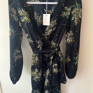 LC Lauren Conrad Black and Yellow Long Sleeve Dress